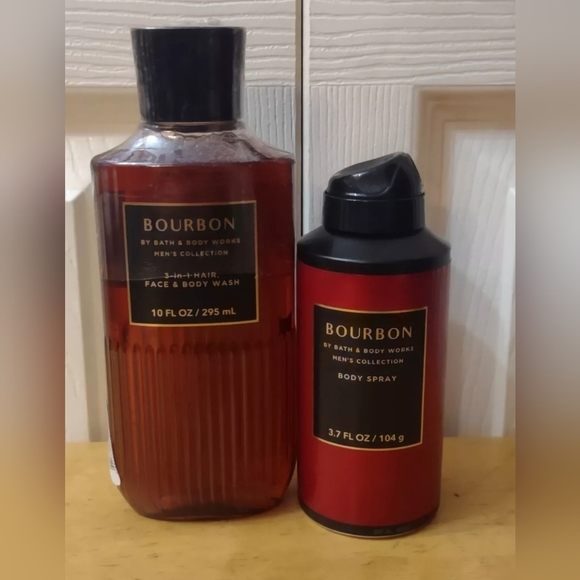 New 2 pc Bath & Body Works Men's Bourbon 3 in 1 Body Wash and Body Spray - Picture 1 of 3